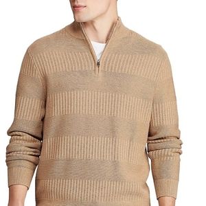 Chaps Tan/Camel Quarter-Zip Sweater